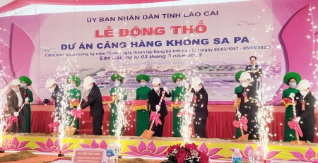 Động thổ xây dựng Dự án Cảng Hàng không Sa Pa công trình chào mừng 75 năm Ngày thành lập Đảng bộ tỉnh Lào Cai
