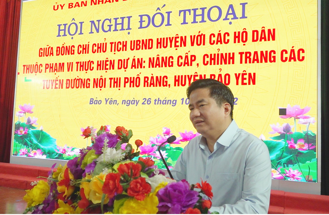 Đc Tô Ngọc Liễn Chủ tịch UBND huyện phát biểu tại hội nghị