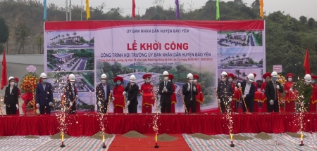 Bảo Yên tổ chức Lễ khởi công công trình Hội trường UBND huyện chào mừng kỷ niệm 75 năm Ngày thành lập Đảng bộ tỉnh Lào Cai