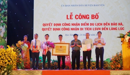 Huyện Bảo Yên tổ chức Lễ Công bố quyết định công nhận điểm du lịch đền Bảo Hà và di tích lịch sử văn hóa đền Làng Lúc