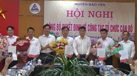 Huyện ủy Bảo Yên tổ chức hội nghị công bố quyết định về công tác tổ chức cán bộ