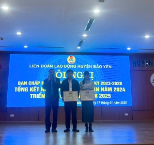 Liên đoàn Lao động huyện Bảo Yên tổng kết công tác công đoàn năm 2024, triển khai nhiệm vụ năm 2025