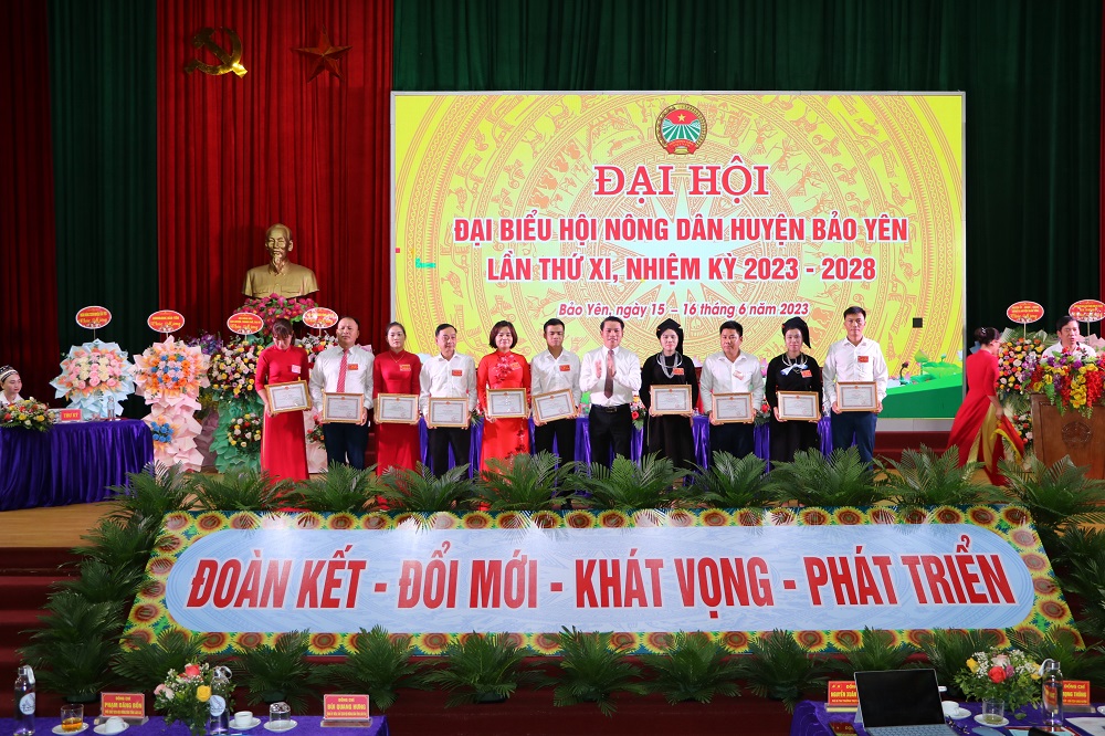 Đồng chí Nguyễn Xuân Nhẫn, Phó Bí thư Thường trực Huyện ủy trao giấy khen cho các cá nhân có thành tích xuất sắc trong công tác hội trong nhiệm kỳ 2018 2 203